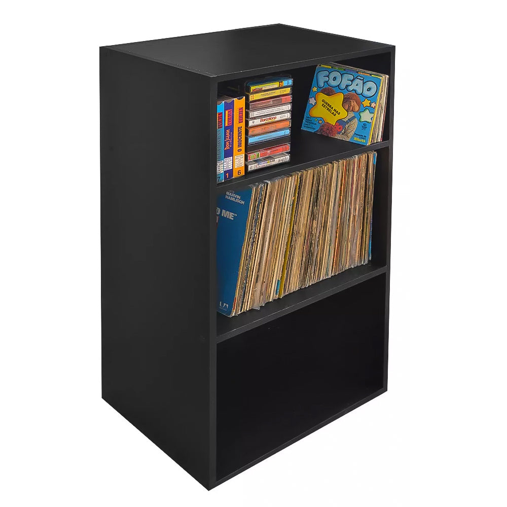 Estante Para Discos LP Vinil Retrô Preto - Pabimi