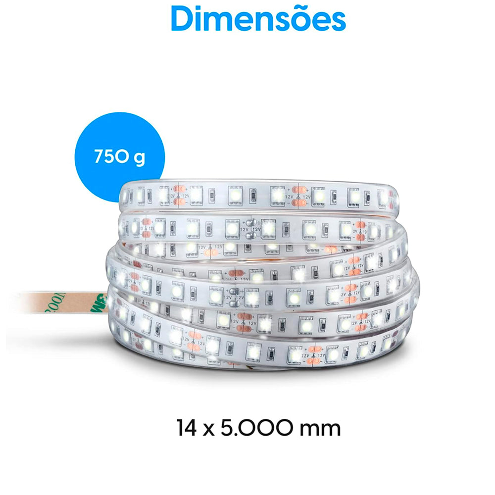 Fita de LED Inteligente 20w 3000-6500K IP44 Elgin 48FITAWIFI00, 5 Metros RGB Wi-fi Bivolt Com Alexa e Google Home