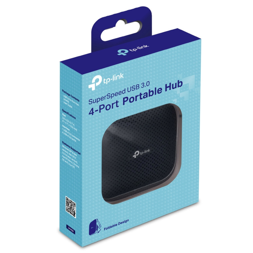 Hub USB 3.0 TP-Link UH400 com 4 Portas 5Gbps Cabo Dobrável Portátil Plug & Play Windows, Mac e Linux - Preto