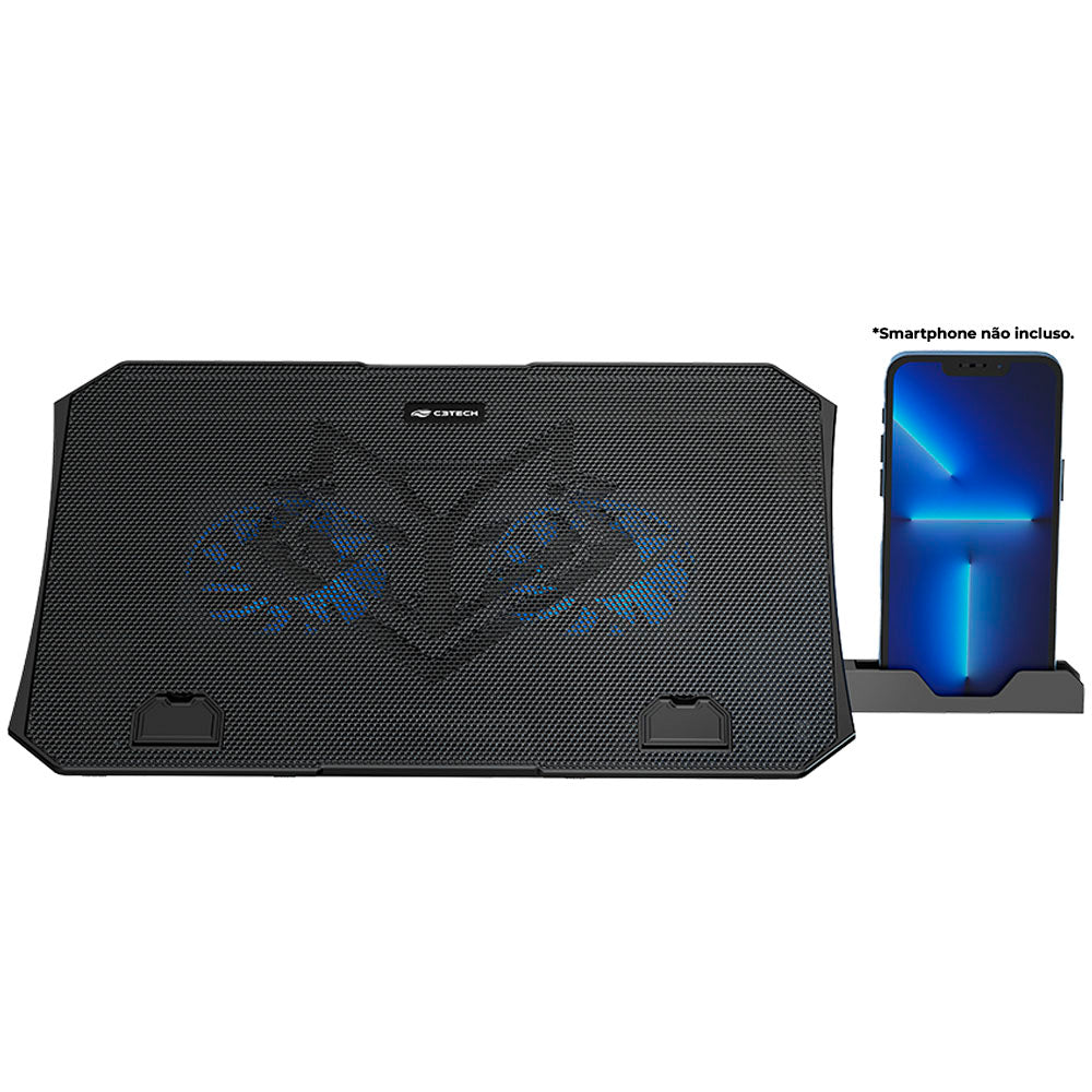 Suporte Base Para Notebook 15,6 Polegadas Gamer NBC-40BK, Com Suporte Para Celular, C3Tech - Preto