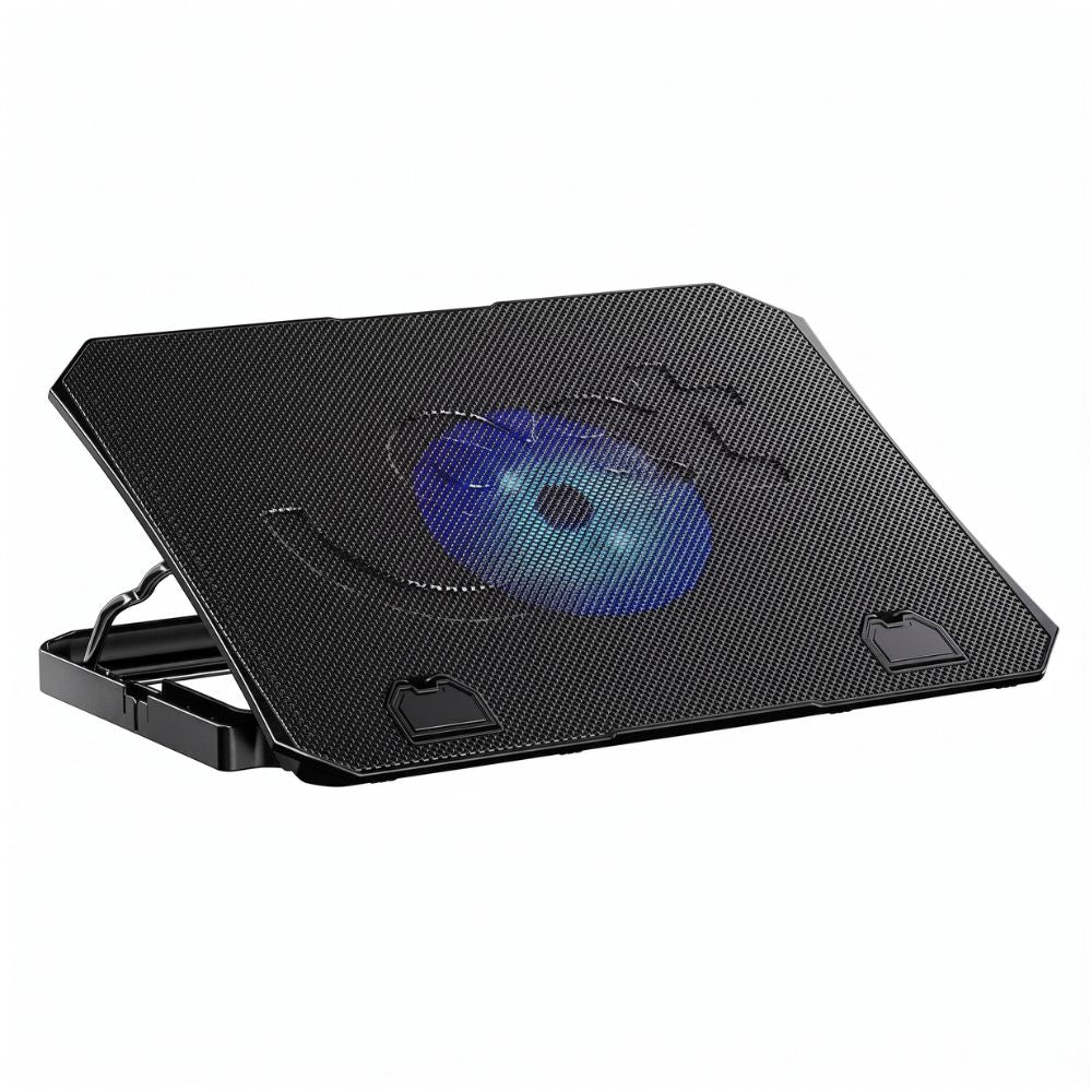 Suporte para Notebook GET Até 15,6" Ajustável 5 Níveis com Cooler Hub USB e Apoio Celular Preto