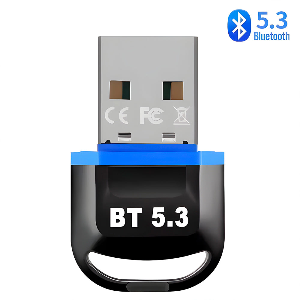 Adaptador Bluetooth 5.3 USB Dongle 3Mbps, Wireless Sem Fio, Receptor de Aúdio - Preto