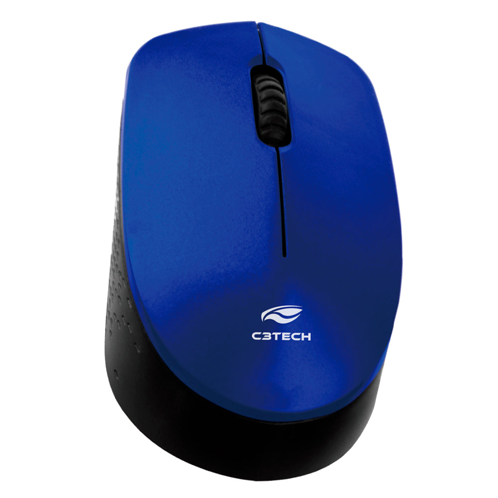 Mouse Ópitco Sem Fio, 2.4GHz, 1.200 DPI, M-W17BL, C3Tech, Plug and Play, Azul