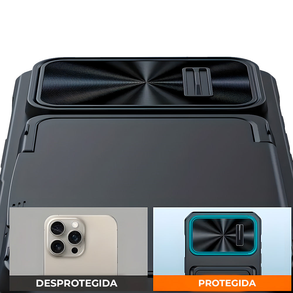 Capa Resistente Para iPhone 16 Pro Max, Com Porta Cartões, Slider Proteção Câmera, Preto