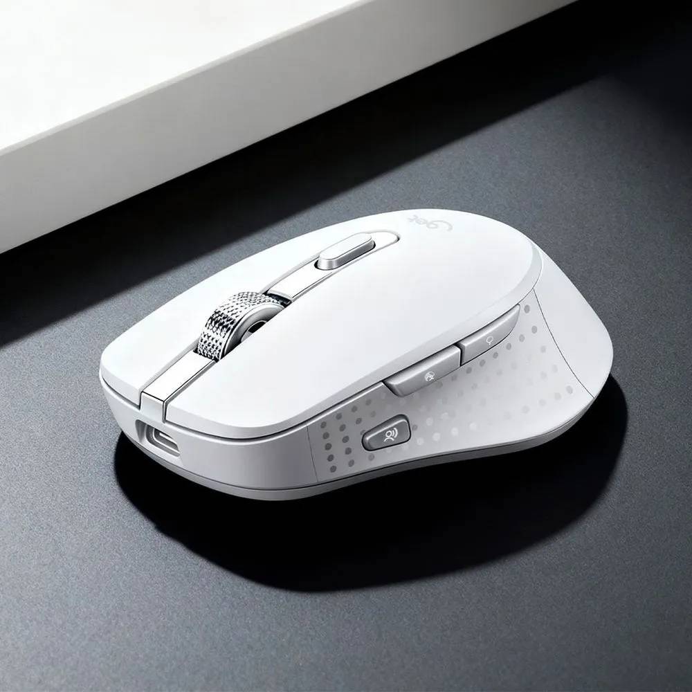 Mouse Sem Fio Bluetooth 5.1 USB, Recarregável Get Silence, 7 botões, 1600DPI, Branco