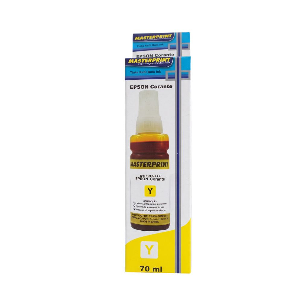 Refil de Tinta Compatível Epson 664 Amarelo 70ML MasterPrint, Para Série Ecotank Epson L120/L210/L3250