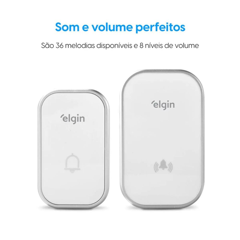 Conjunto de Campainha Elgin Sem Fio 280m Bivolt, Branco (46RCAMPSFB00)