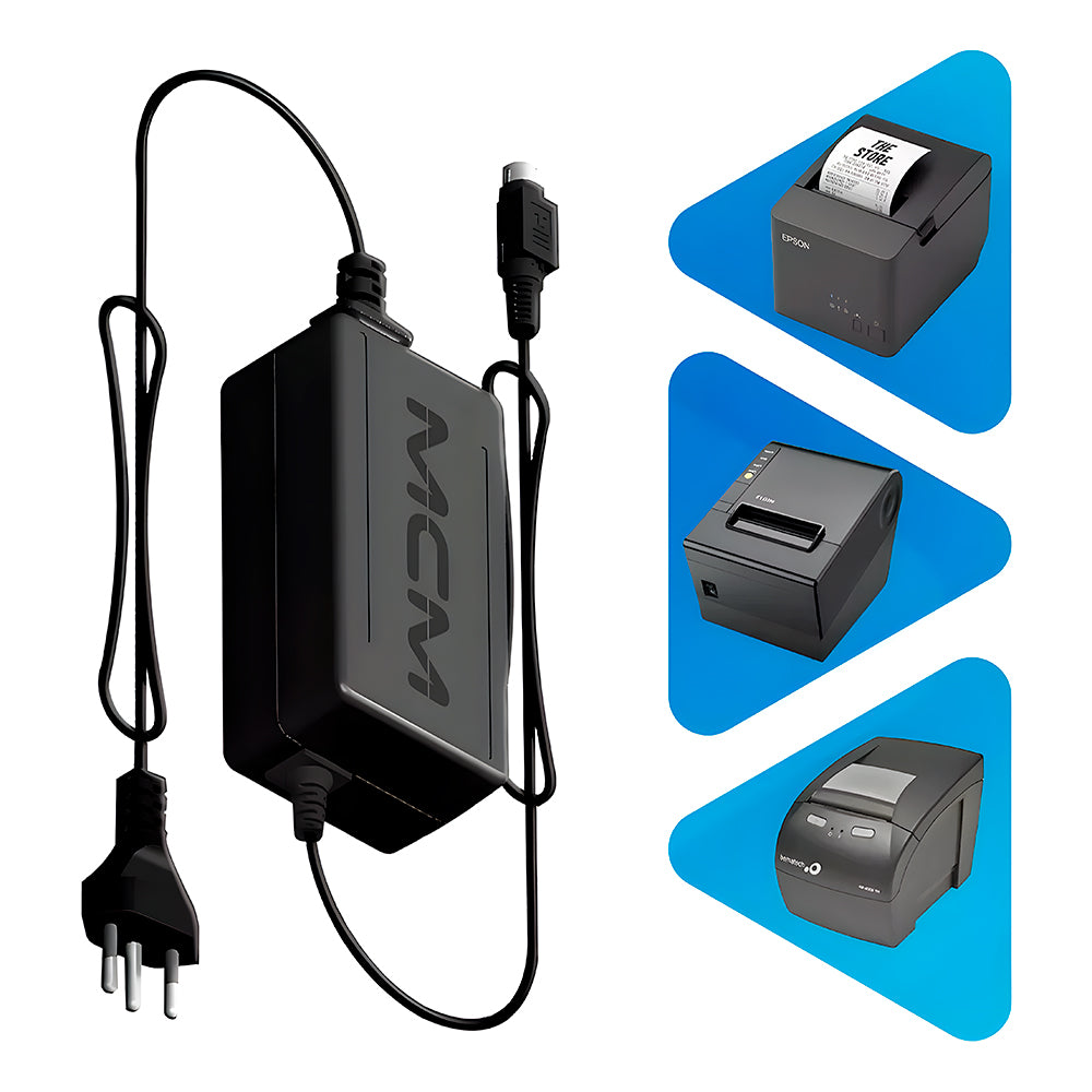 Fonte Para Impressora Térmicas Bematech, Tanca, Elgin, Daruma, Epson Fiscais e Não Fiscais 24V 2.5A MP2100 MP2500  MCM