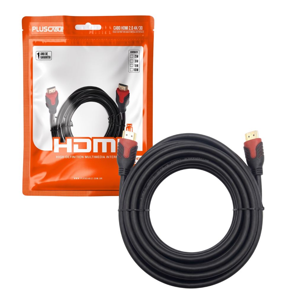Cabo Hdmi 5 Metros PC-HDMI50M  de Alta Definição Resolucao 4K, PlusCable