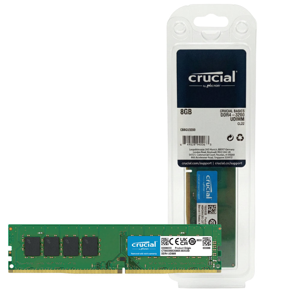 Memória RAM Desktop Crucial Basics 8GB 3200MHz DDR4 UDIMM CL22 - CB8GU3200