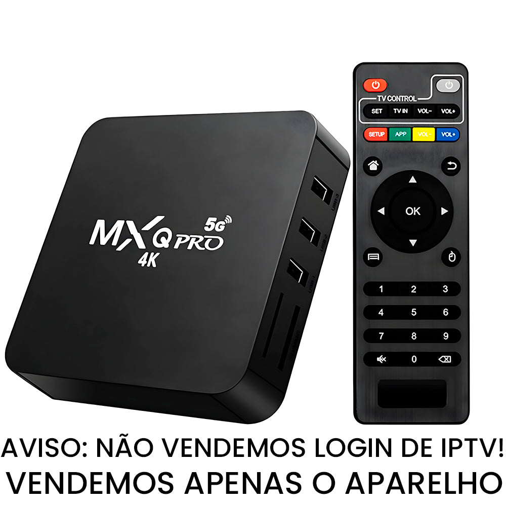 Receptor TV Box MXQ PRO 5G 4K, Quad-Core, CPU 64 Bits, Sistema Android - Preto