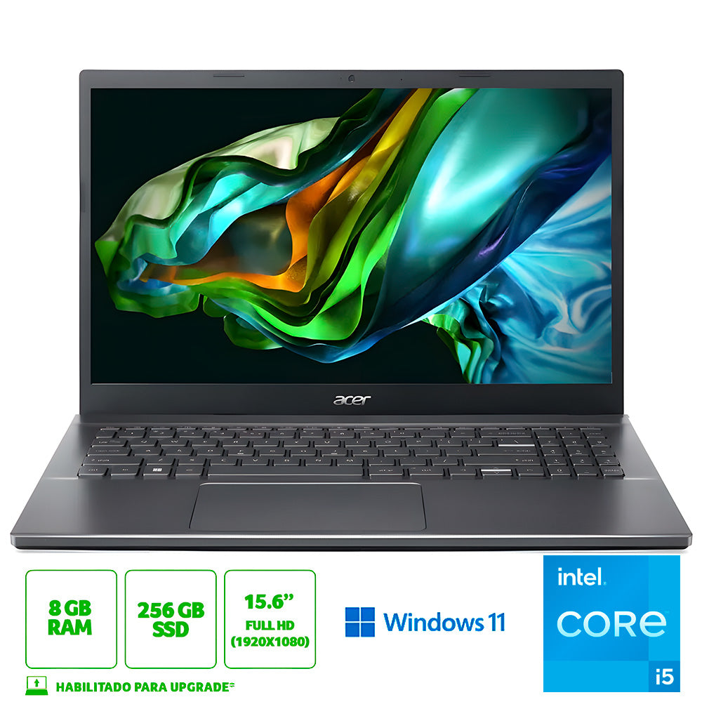 Notebook Acer Aspire 5 A515-57-55B8 Intel Core i5-12º G, 8GB RAM, 256GB SSD 15.6" LED, FHD, Win 11, Cinza - Seminovo