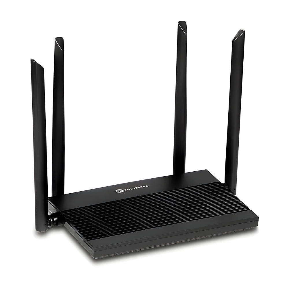 Roteador Wireless Goldentec AC1200, Dual Band 2.4GHz e 5GHz, 4 Portas Gigabit, 4 Antenas 5DBI - Preto