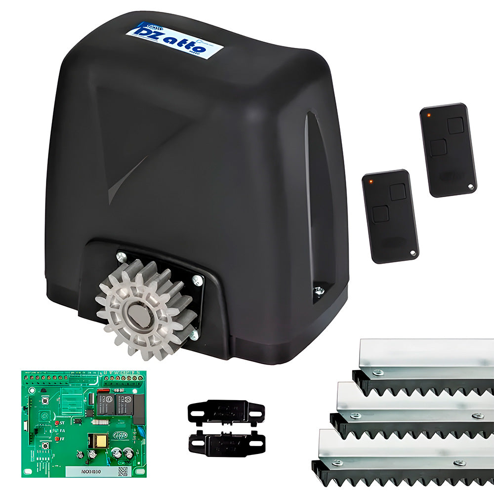 Kit Conjunto Motor de Portão Rossi DZ ATTO 36 V2 TURBO 220V 350KG Com Controle, Placa e 3 Metros de Cremalheira