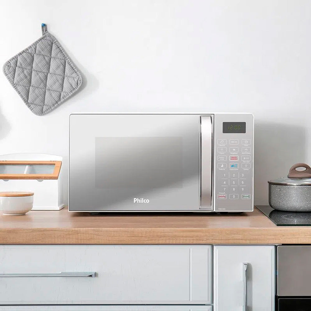 Forno Micro-Ondas Philco PMO23EB 20 L Tirar Odor Branco Espelhado 220V