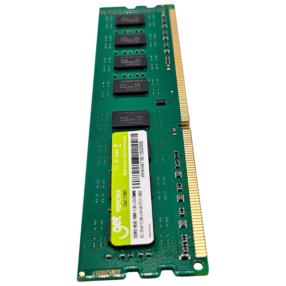 Memória RAM Desktop 8GB 1600MHz DDR3, 1,5V, LO-DIMM, Get Bulk OEM