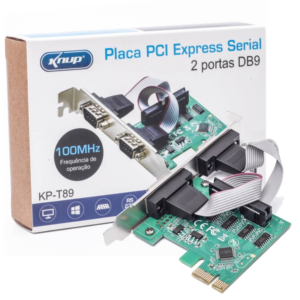 Placa Serial PCI Express 2 Portas RS232 DB9 Knup KP-T89