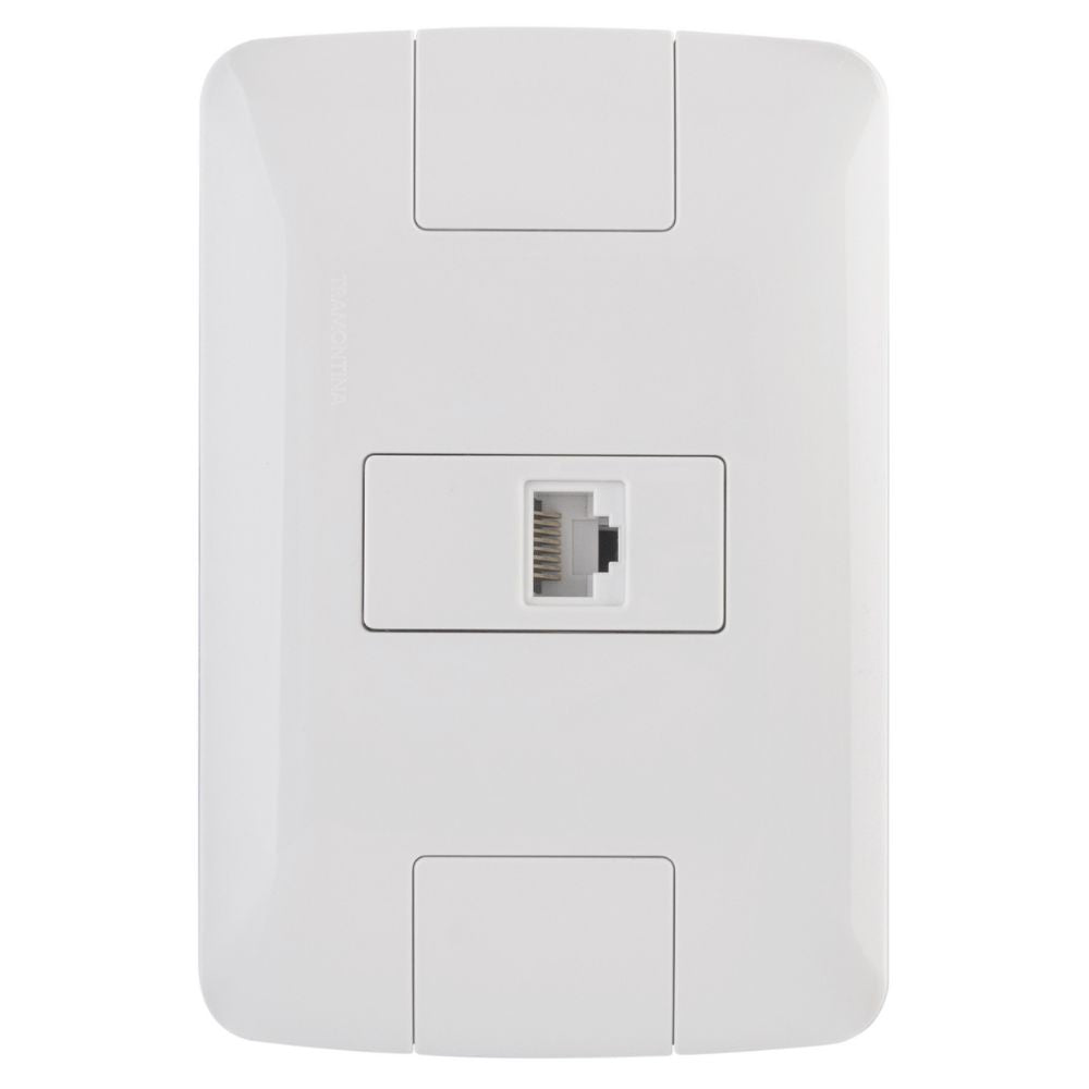 Tomada de Rede RJ45 Cat6 Tramontina Aria 4x2 Conjunto Completo Branco