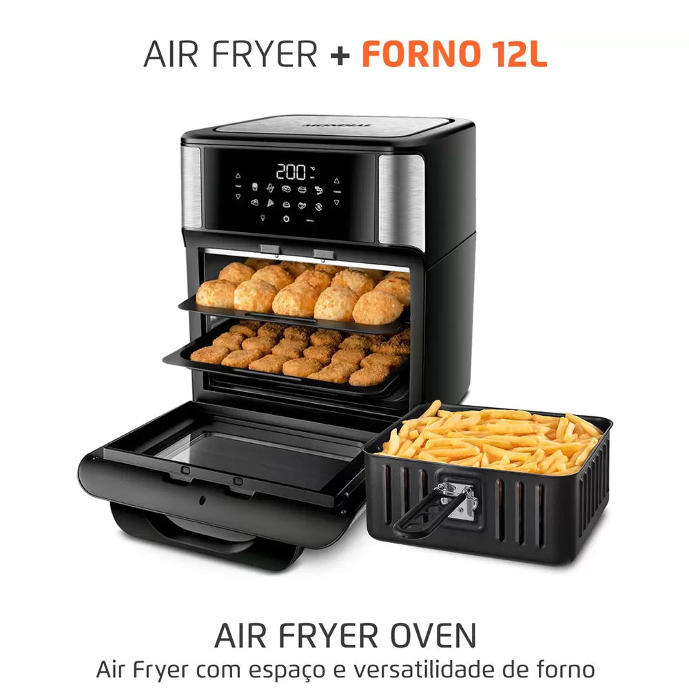 Air Fryer Fritadeira e Forno Elétrica Sem óleo Mondial - AFO-12L-BI Oven Preta 12 Litros
