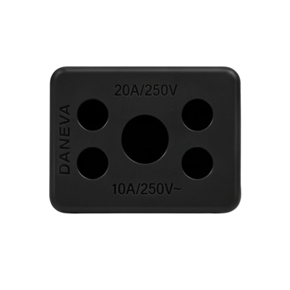 Adaptador de Tomada Universal 10A/20A, Padrão Antigo e Novo NBR14136, Pino Grosso DC - Preto