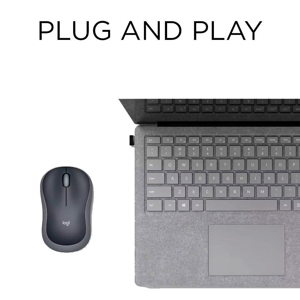 Mouse Óptico Sem Fio Logitech M185, Ambidestro, 1.000DPI, Compacto, 3 Botões, Cinza