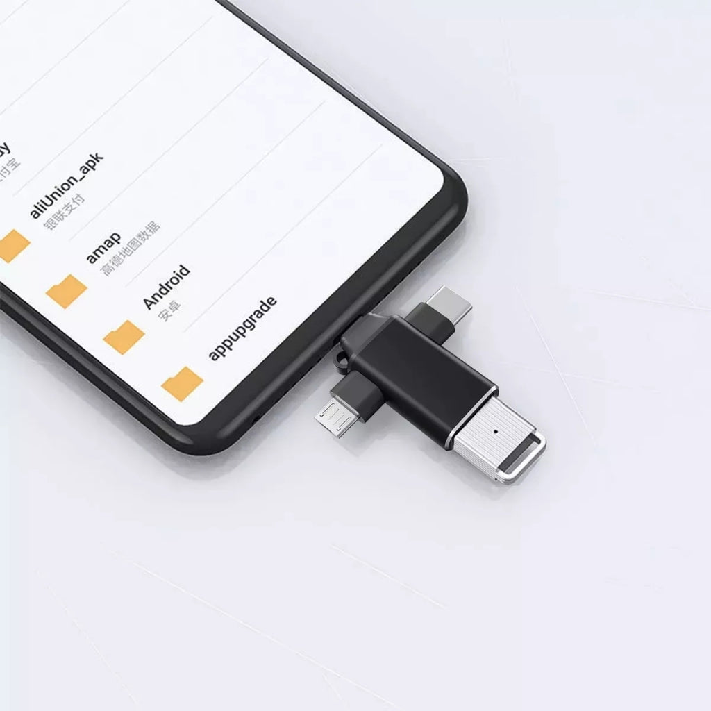 Adaptador OTG 3 em 1, USB 3.0 Para Tipo-C, Lightning e V8, KP-H006, Knup, Preto