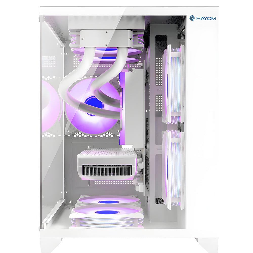 Gabinete Gamer Aquario Branco GB1791 Hayom, Com 4 Fans RGB, Micro-ATX