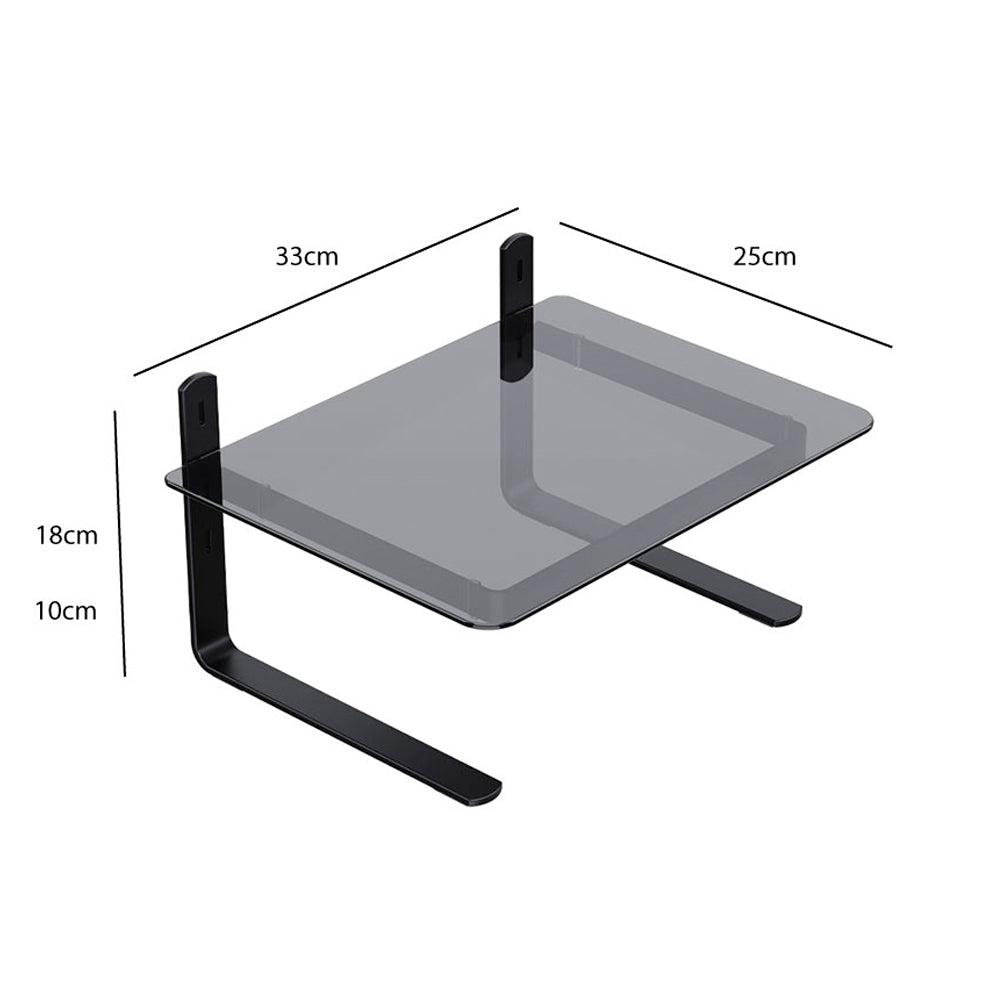 Suporte Para Monitor Ergonômico, Office, Conforto e Estabilidade, Preto com Vidro Fumê - Reliza