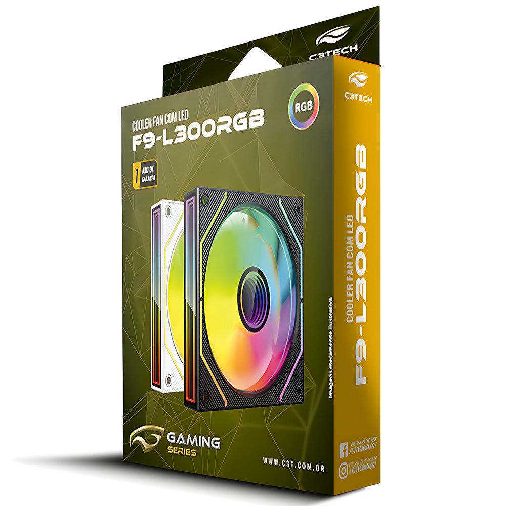 Cooler Fan F9-L300BKRGB Gaming 12CM C3Tech - Preto