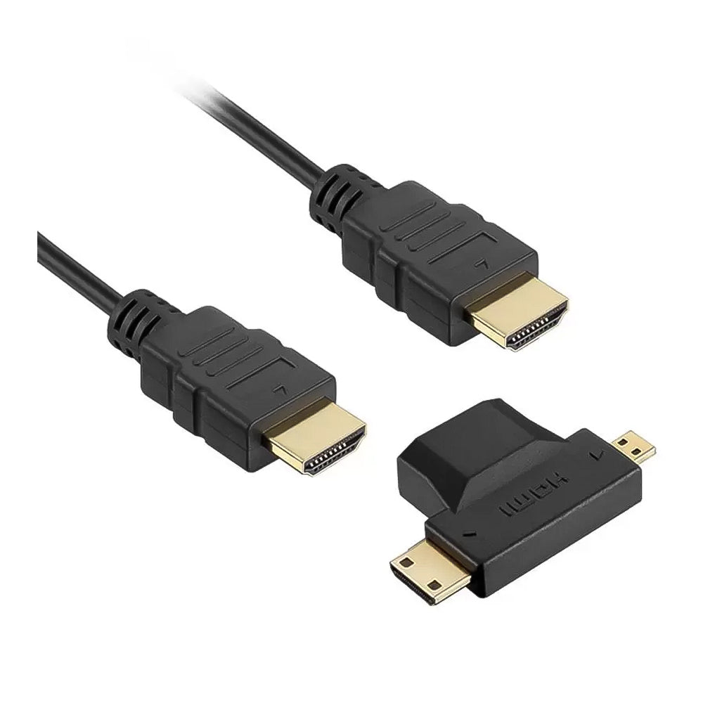 Cabo HDMI Com Conector Banhado a Ouro, Adaptador Preto de 1,8 Metros, Elgin, 46RCHDMIADAP