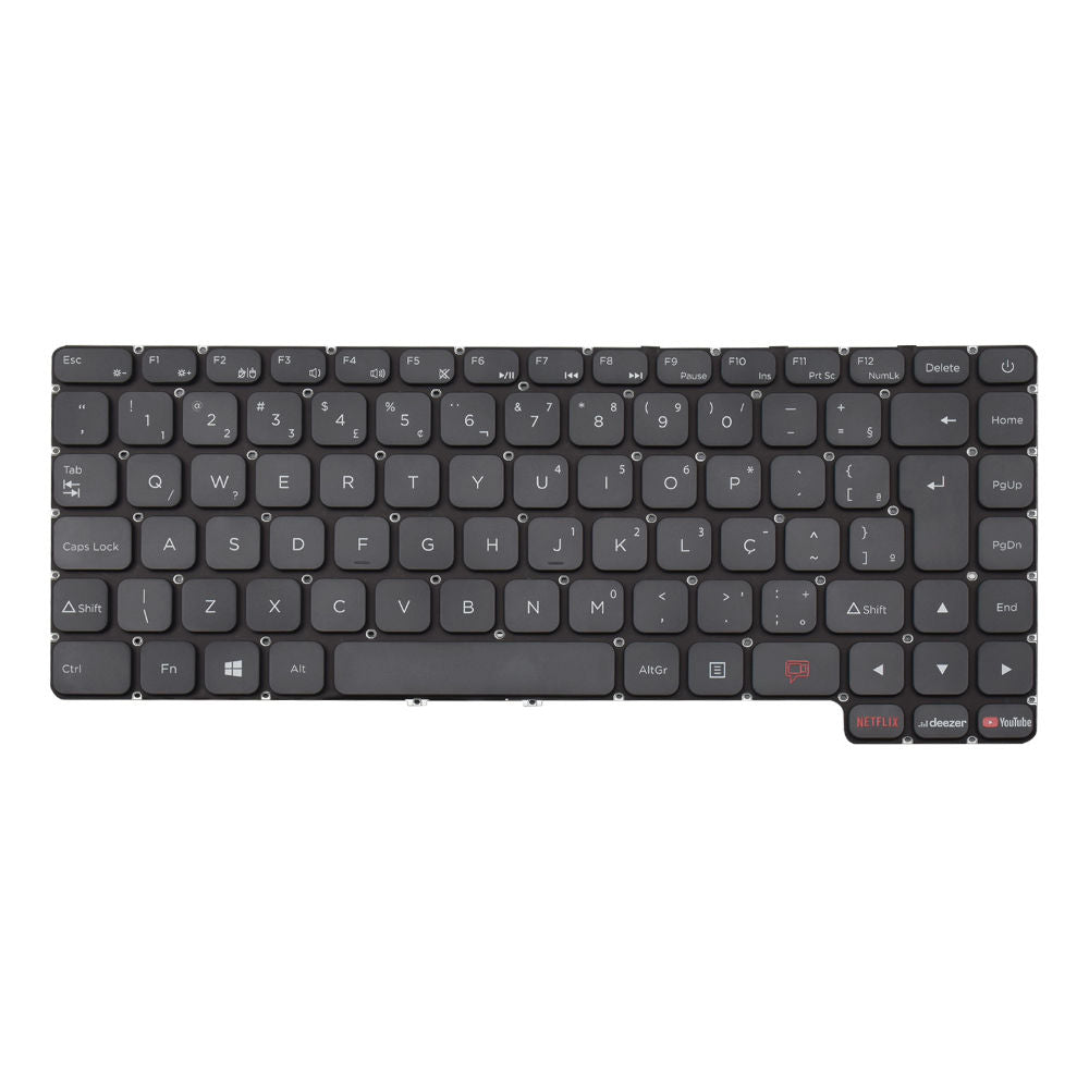 Teclado Notebook Compatível Positivo Motion Gray Q646C, C4128C-S, C4120F com Botões YouTube Netflix Deezer, BringIT