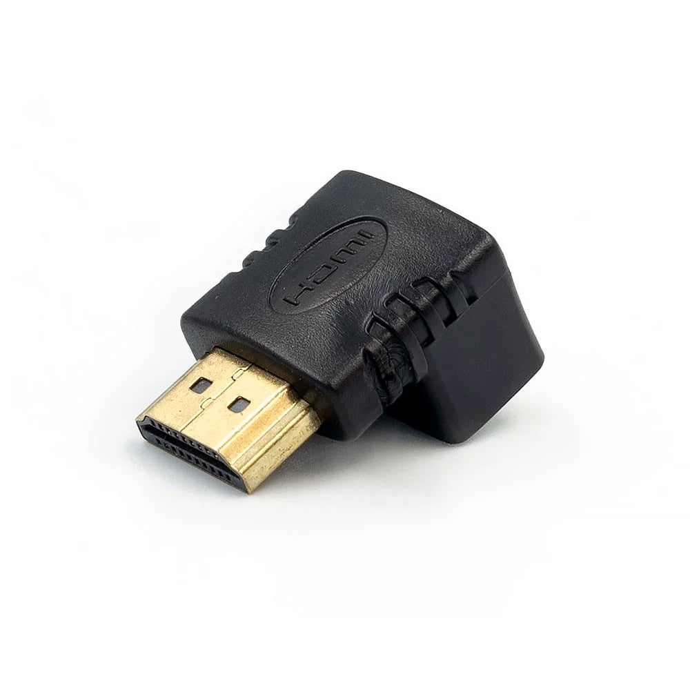 Adaptador HDMI Fêmea Para HDMI Macho 90° Graus em L , Fixo - Preto