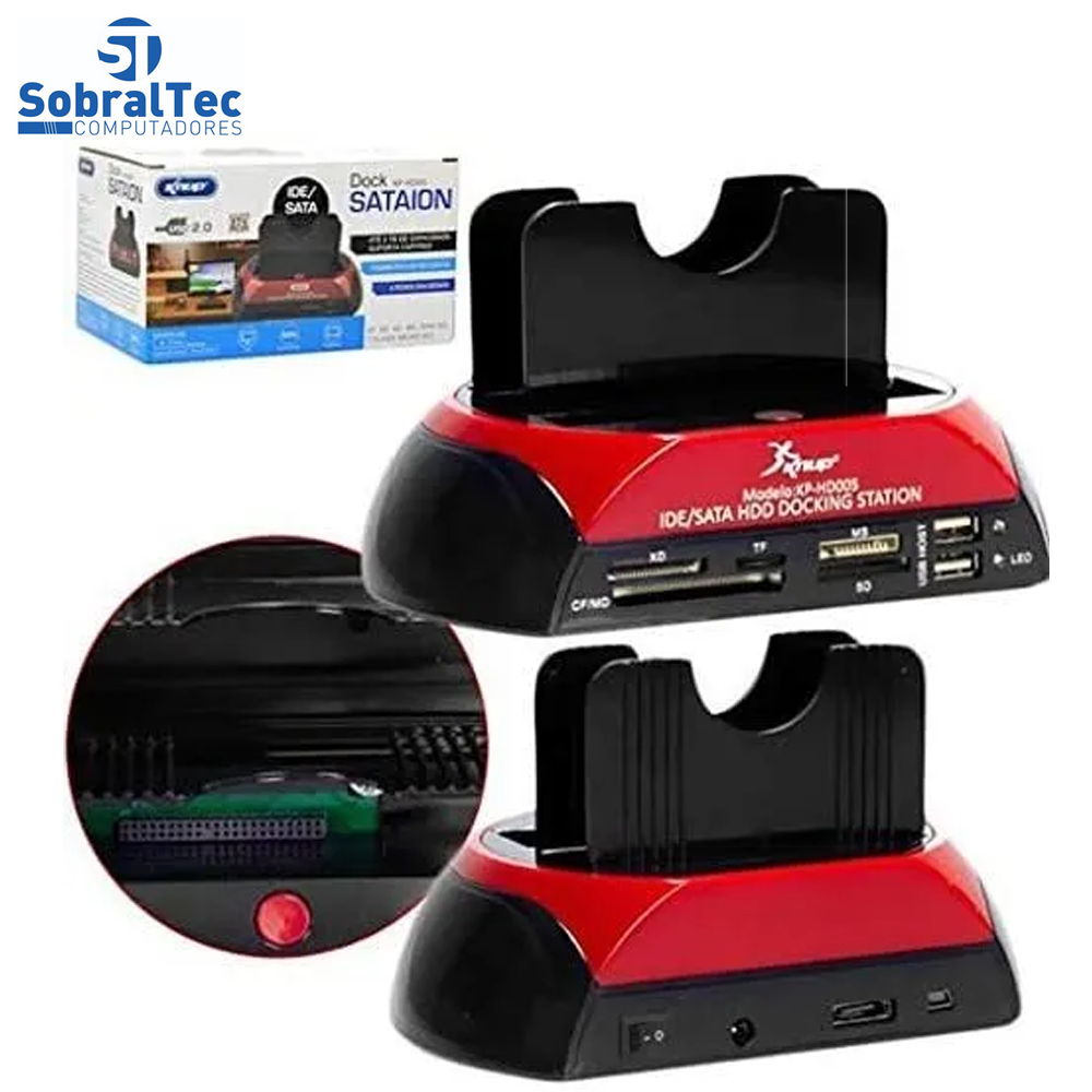 HDD Dock Station USB 2.0 knup KP-HD005 Para HD Sata/Ide 2,5 e 3,5 e Cartões de Memoria