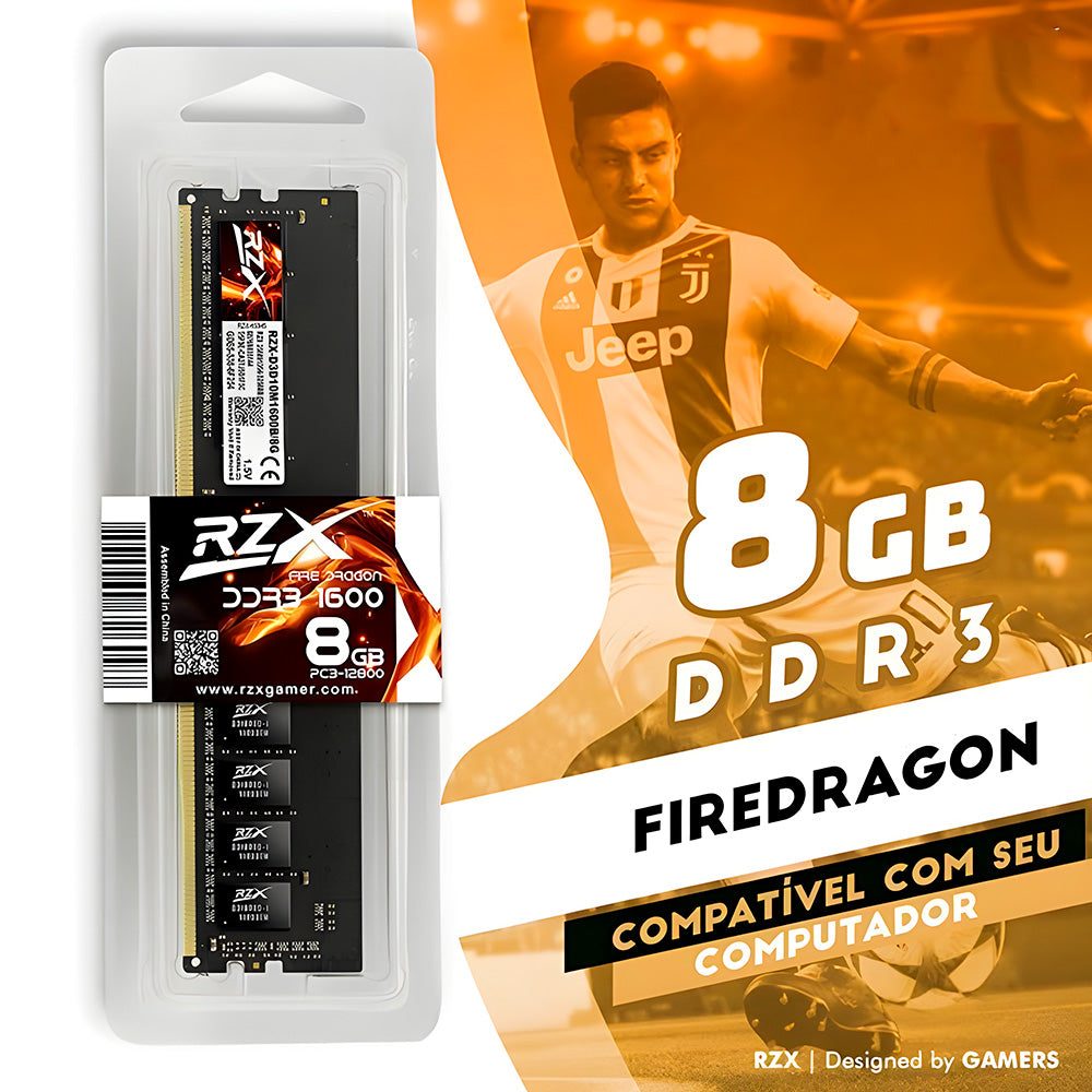 Memória RAM Gamer Desktop 8GB 1600MHz 1.5V DDR3 FireDragon - RZX