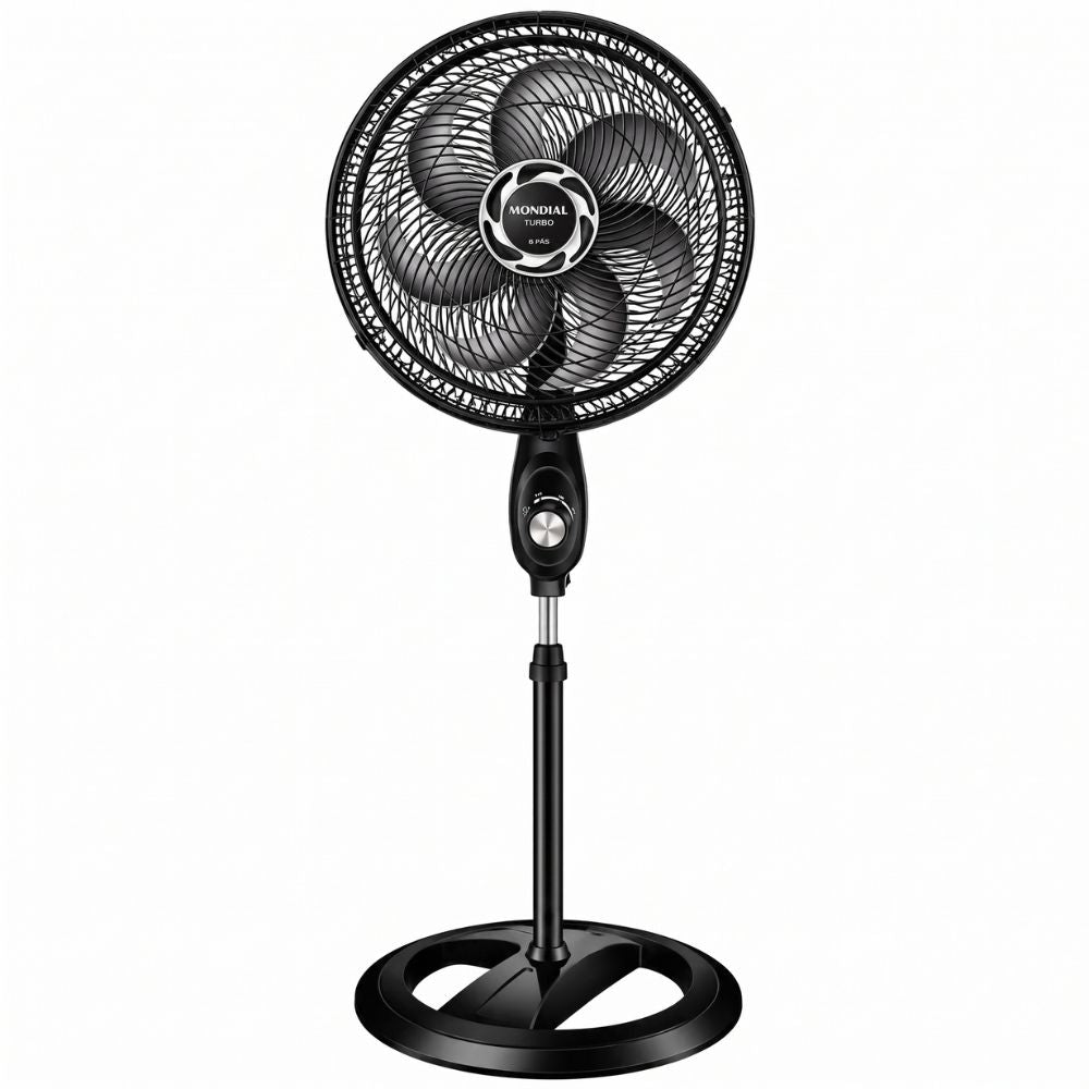Ventilador de Coluna 40cm Mondial Turbo NVT-40C-8P-B Com 8 pás, 3 Velocidades, 140W, 220V - Preto/Prata