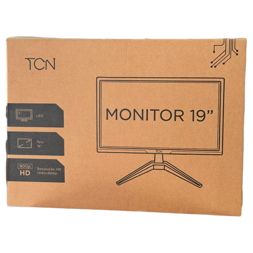 Monitor LED 19" HD Office, 60Hz, 5ms, Porta HDMI e VGA, com Inclinação, Painel TN, TCN - Preto