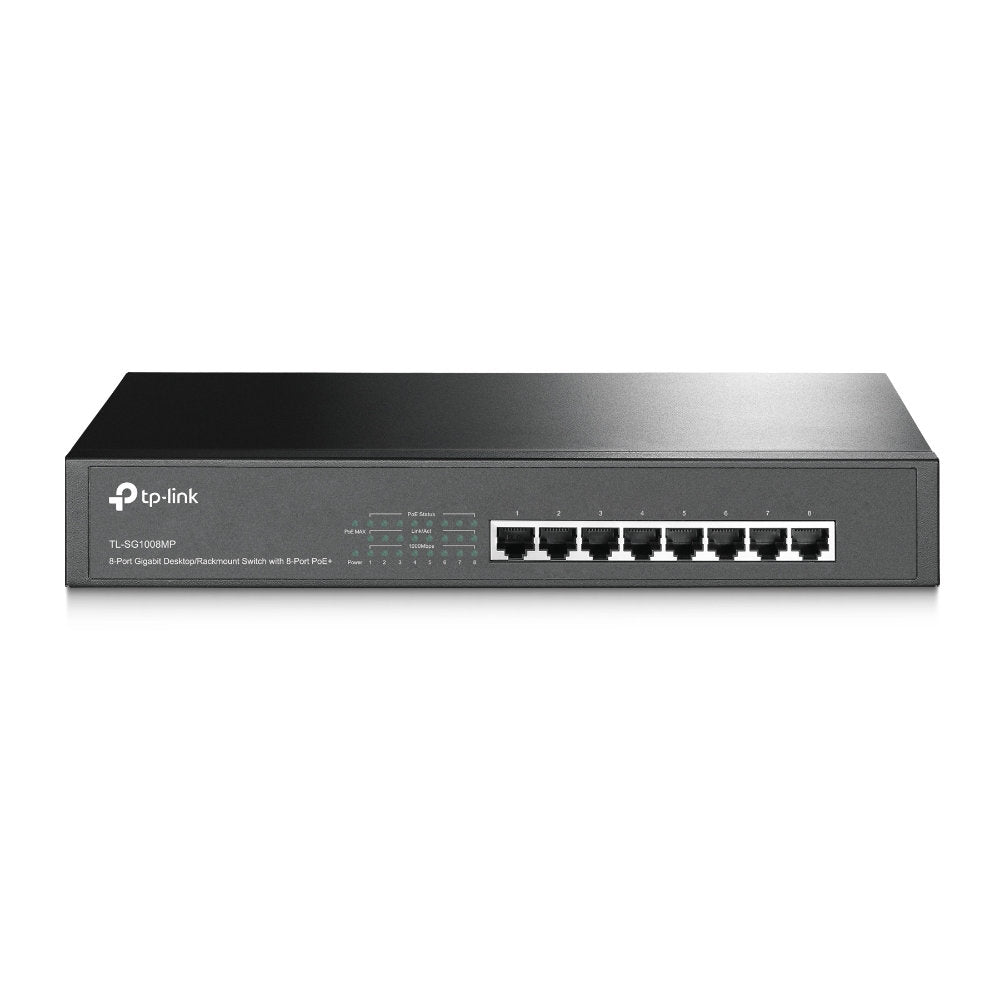 Switch TP-Link TL-SG1008MP Gigabit 8 Portas RJ45 10/100/1000Mbps PoE+ 802.3af/at, 126W (30W/porta), Desktop/Rack