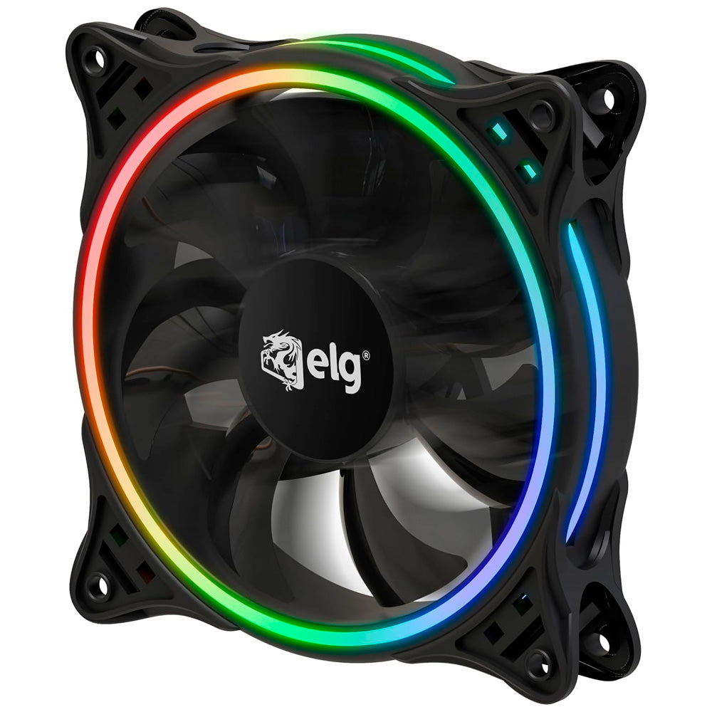 Cooler Fan Gamer, 120mm, Kazeryu Pro, 1.500RPM, LED Rainbow, Baixo Ruído, CFPKR1, Preto, ELG