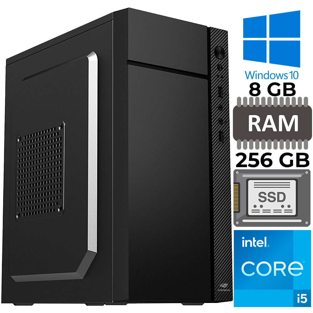 Computador Core i5-2400, Memória RAM 8GB, SSD 256GB, Gt-H61 Com Slot M2, Rede Gigabit, MT-34BK, Windows, MousePad Brinde