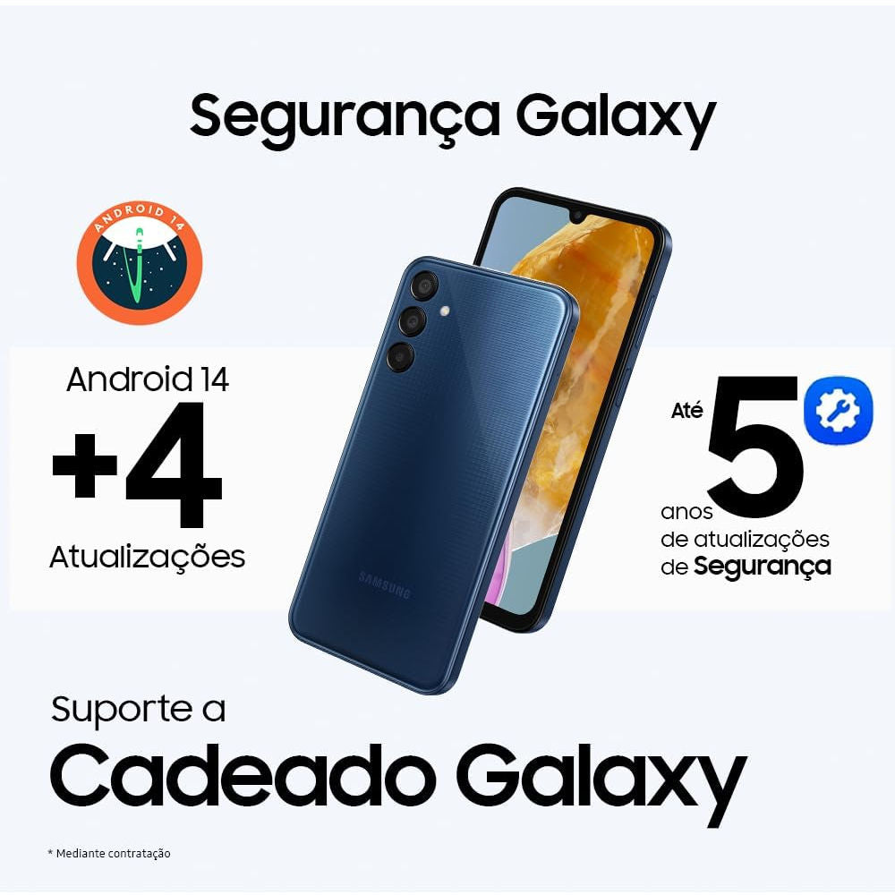 Smartphone Samsung Galaxy M15 5G Cinza 128GB 4GB RAM Tela 6.5" Super AMOLED FHD+ 90Hz Câmera 50MP, SM-M156B/DSN