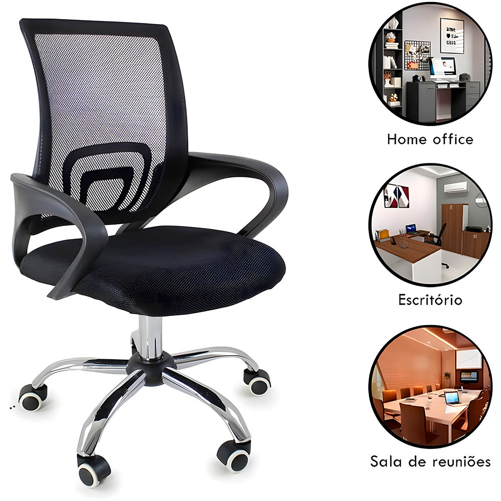 Cadeira de Escritorio Begonia, Tela Mesh, Ergonomica Giratoria