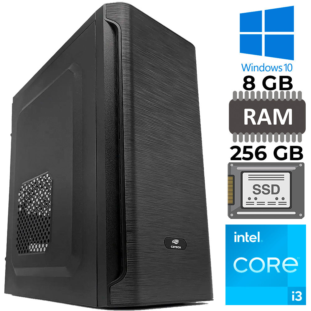 Computador Core i3-2120, 8GB, SSD 256GB, GT-H61 Slot M2, Rede Gigabit, 30BK, Monitor de 20'', Teclado e Mouse, Wi-Fi