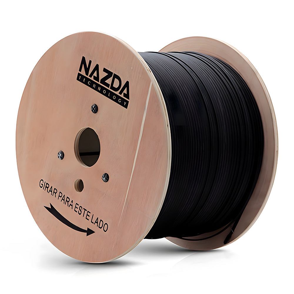 Bobina de Cabo de Fibra Óptica 1.000 Metros Nazda, Flat Drop, 1 Fibra, 1FO, SM Bob