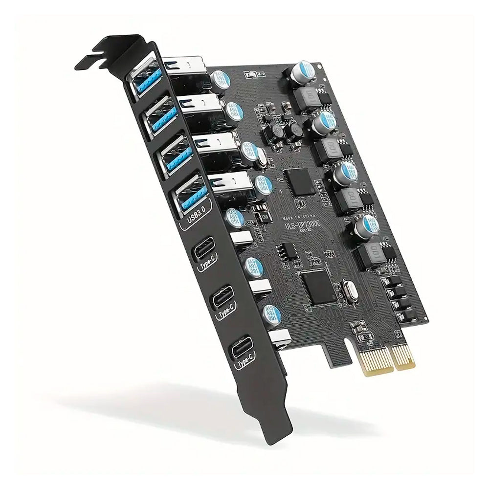 Placa PCI-Express Com 7 Portas USB, 3 Portas USB-C e 4 Portas USB 3.0