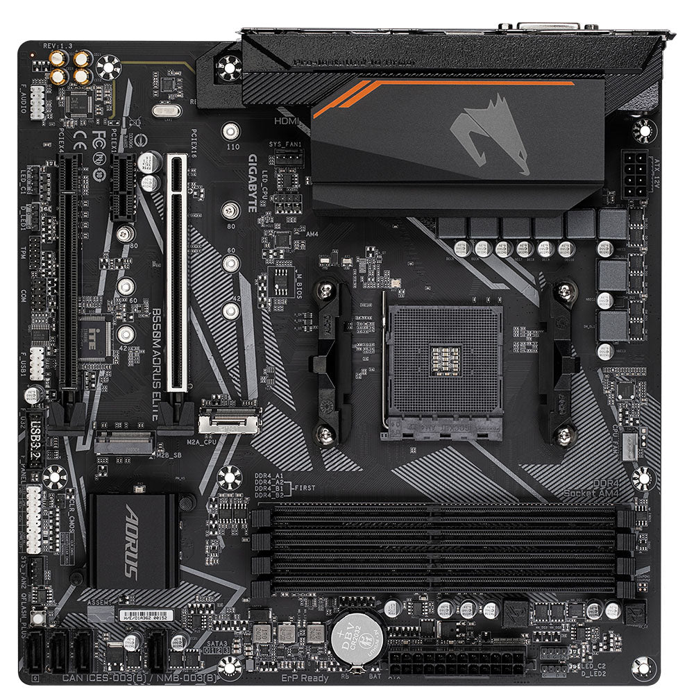 Placa-Mãe Gamer Gigabyte B550M AORUS Elite AM4 AMD B550 Micro-ATX DDR4 Dual M.2 PCIe 4.0 LAN GbE