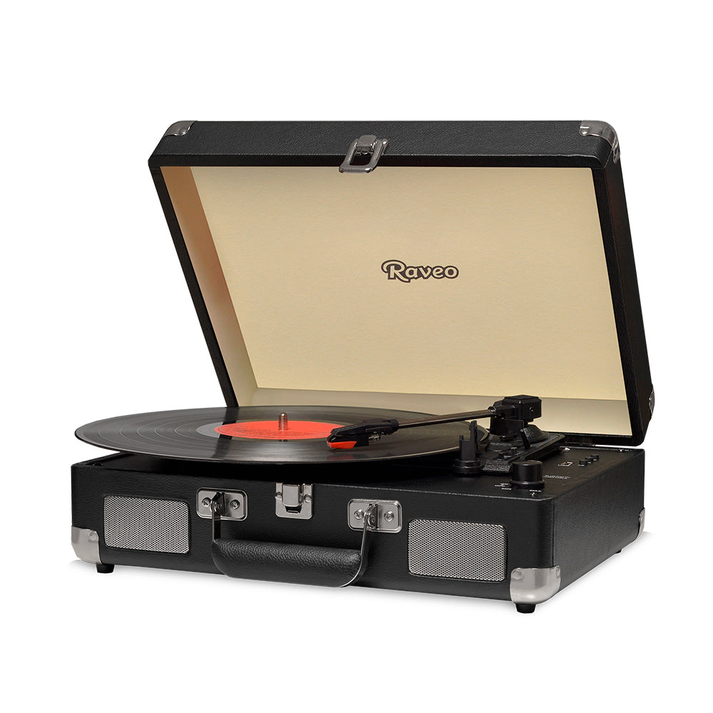 Vitrola Toca-Discos Retrô Raveo Sonetto, Chrome Preta, Com USB e Bluetooth (Reproduz e Grava), Bivolt, 10W, 33/45/78 RPM