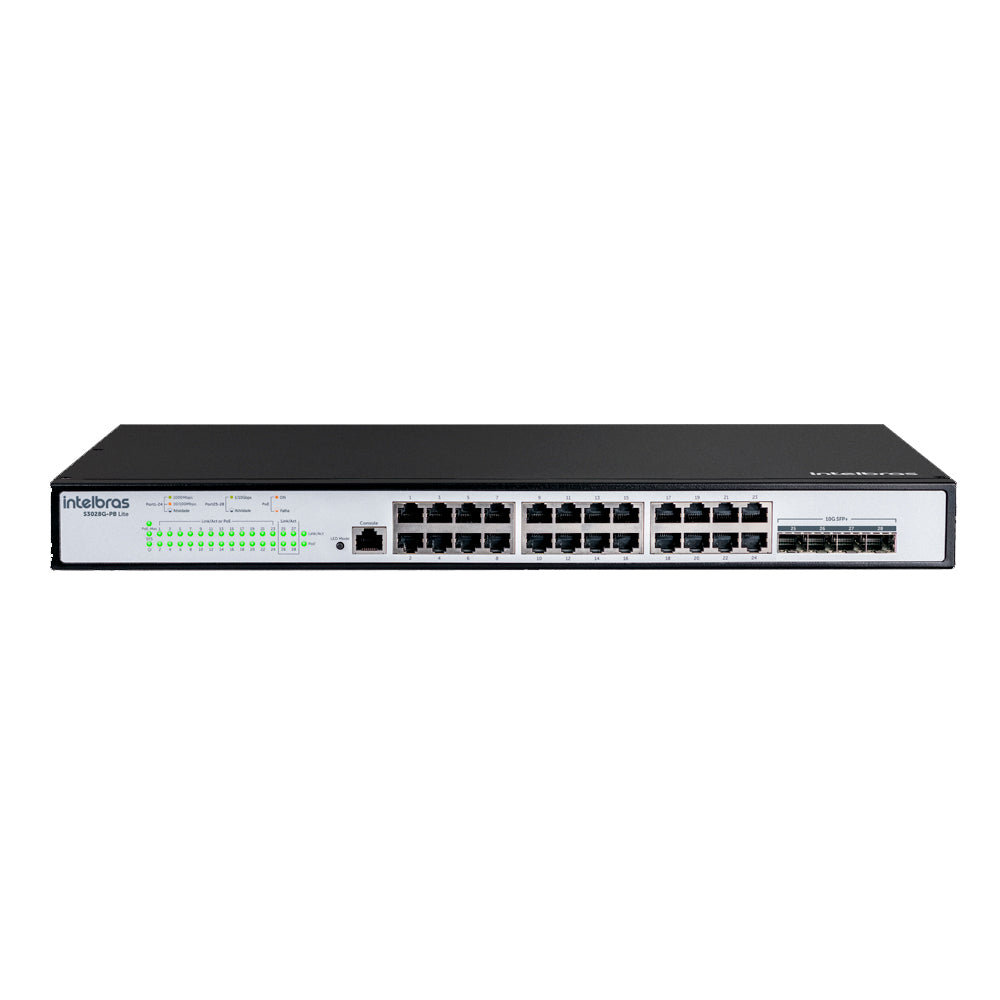 Switch L3 Intelbras Gerenciável, 24 Portas Gigabit PoE e 4 Portas SFP+, S3028G-PB Lite