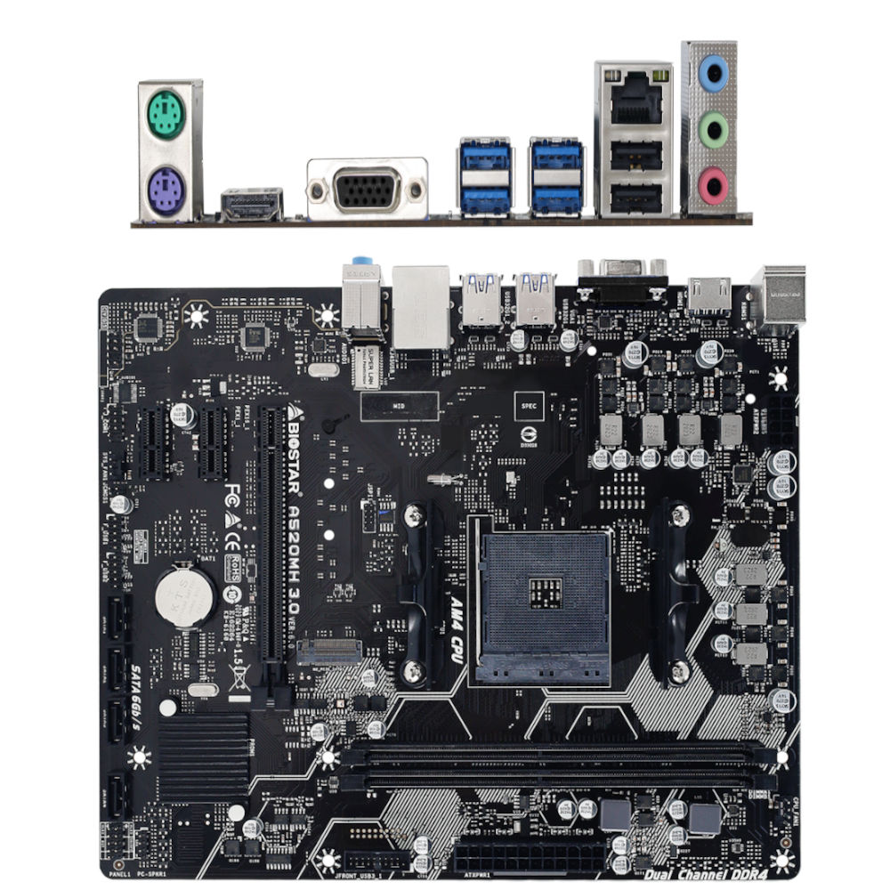 Placa-Mãe Biostar A520MH 3.0 AM4, DDR4 64GB, HDMI, Slot M.2 NVMe, Micro ATX, Suporte Ryzen 3ª/4ª Geração