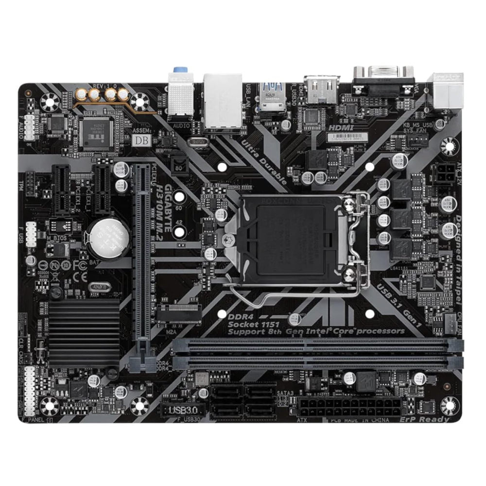 Placa-Mãe Gigabyte H310M M.2, Socket LGA 1151, DDR4, SATA 3, HDMI, USB 3.0/3.1 Gen1, Formato Micro ATX – OEM Sem Box
