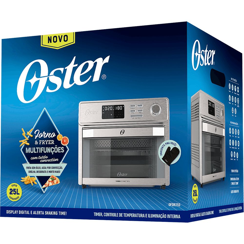 Forno e Fryer 25L Oster Multifunções 10 em 1, OFOR250-220V, Cinza